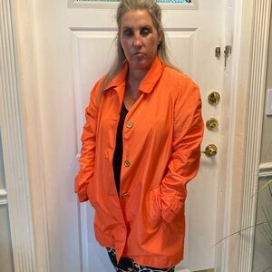 Ralph Lauren Petite Large Raincoat Orange with gold buttons